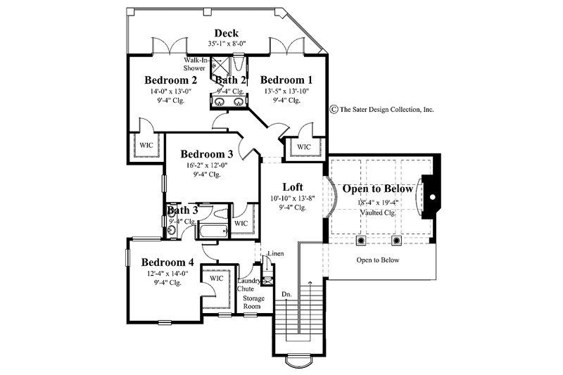 Home Plan - Floor Plan - Upper Floor for Mediterranean House Plan #930-334 - 6 bed, 4.5 bath