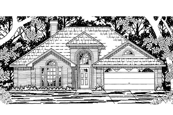 Exterior - Front Elevation for Traditional House Plan #42-238 - 3 bed, 2 bath