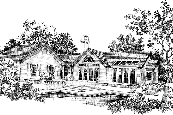 Exterior - Rear Elevation for Country House Plan #929-79 - 4 bed, 3 bath