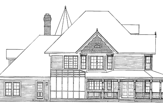 Exterior - Rear Elevation for Victorian House Plan #72-803 - 4 bed, 2.5 bath