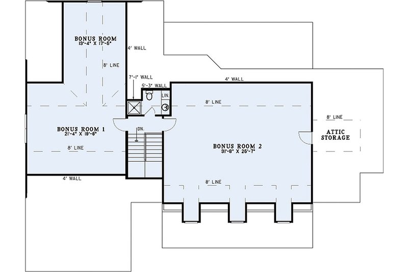 Dream House Plan - Floor Plan - Upper Floor for Southern House Plan #17-2588 - 3 bed, 2.5 bath