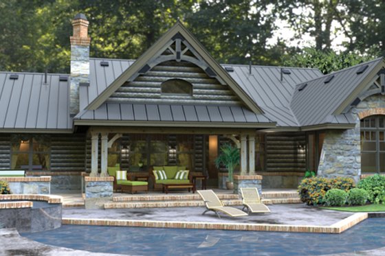 Exterior - Rear Elevation for Bungalow House Plan #120-245 - 3 bed, 2.5 bath