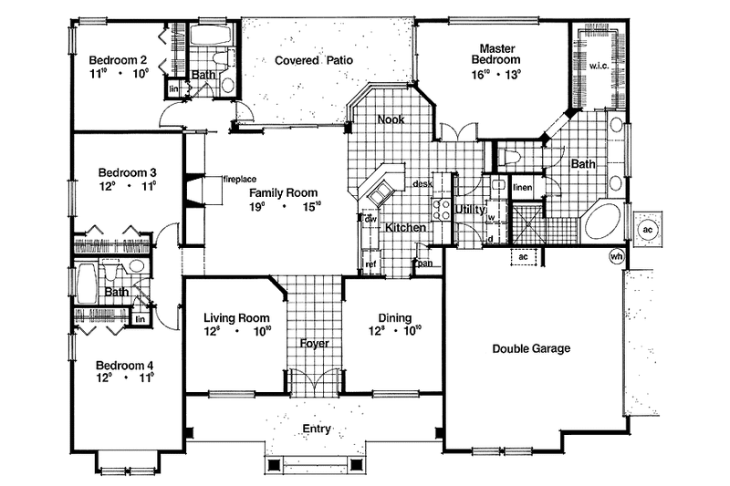Home Plan - Floor Plan - Main Floor for Mediterranean House Plan #417-723 - 4 bed, 3 bath