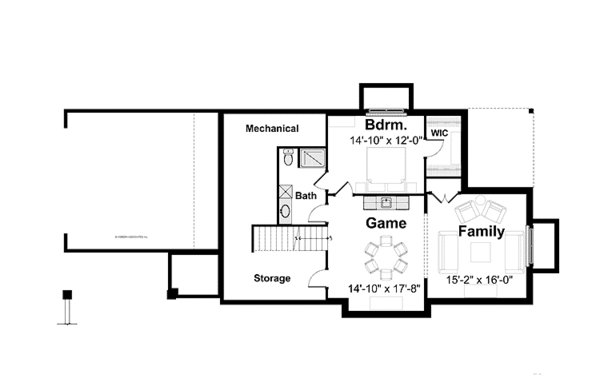 Architectural House Design - Craftsman Floor Plan - Lower Floor Plan #928-194