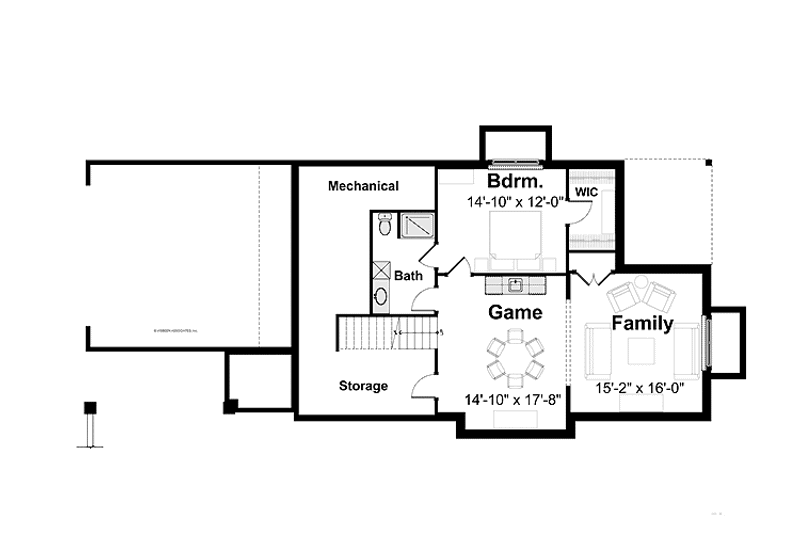 Home Plan - Floor Plan - Lower Floor for Craftsman House Plan #928-194 - 2 bed, 2.5 bath