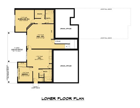 Floor Plan - Lower Floor for Contemporary House Plan #1066-137 - 6 bed, 5.5 bath