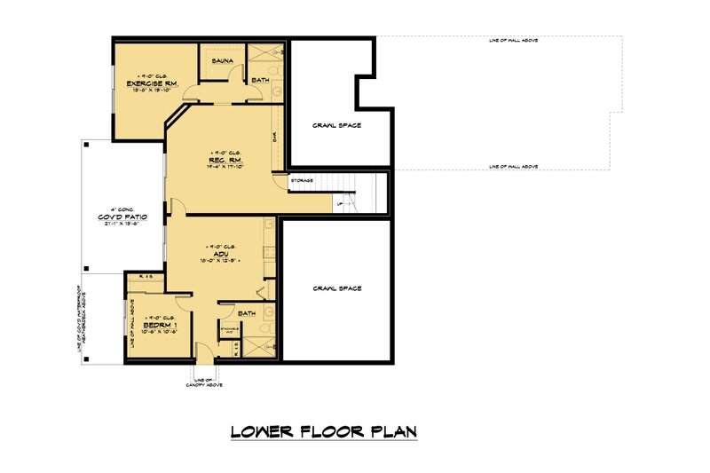 Architectural House Design - Floor Plan - Lower Floor for Contemporary House Plan #1066-137 - 6 bed, 5.5 bath