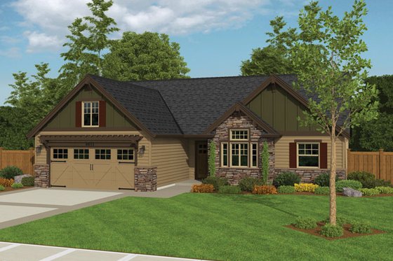 Exterior - Front Elevation 3 for Ranch House Plan #943-40 - 3 bed, 2 bath