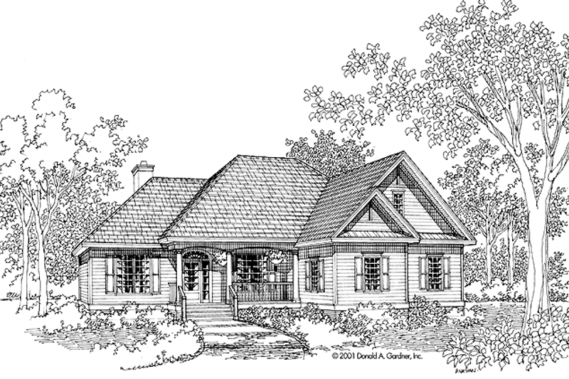 Home Plan - Exterior - Front Elevation 3 for Ranch House Plan #929-633 - 3 bed, 2 bath