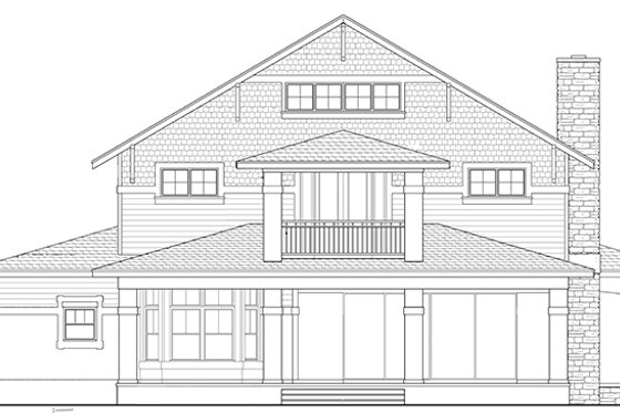 Exterior - Rear Elevation for Craftsman House Plan #1058-79 - 3 bed, 3 bath