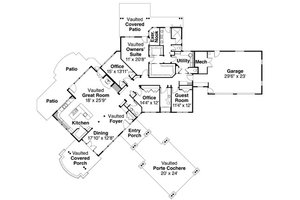 Floor Plan - Main Floor for Craftsman House Plan #124-737 - 2 bed, 2.5 bath