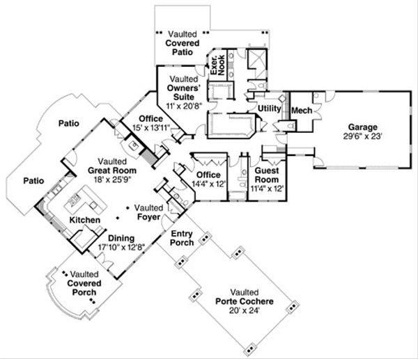 Home Plan - Craftsman Floor Plan - Main Floor Plan #124-737