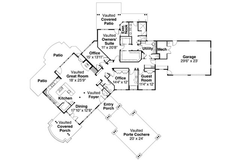 Home Plan - Floor Plan - Main Floor for Craftsman House Plan #124-737 - 2 bed, 2.5 bath