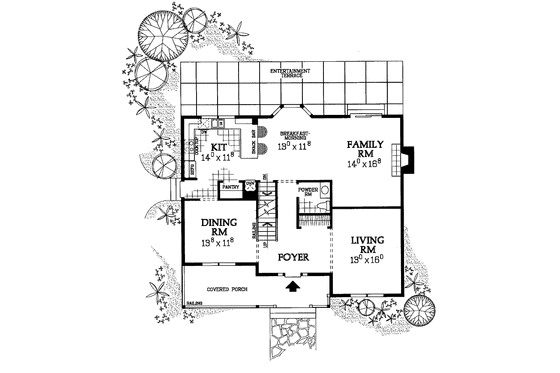 Floor Plan - Main Floor for Country House Plan #72-1047 - 4 bed, 2.5 bath