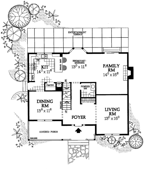 House Plan Design - Country Floor Plan - Main Floor Plan #72-1047