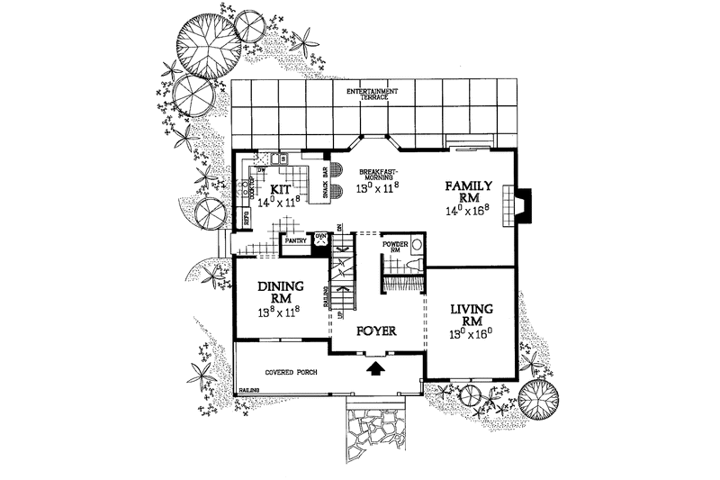 Home Plan - Floor Plan - Main Floor for Country House Plan #72-1047 - 4 bed, 2.5 bath