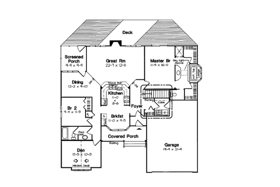 Floor Plan - Main Floor for Cottage House Plan #312-825 - 2 bed, 2 bath