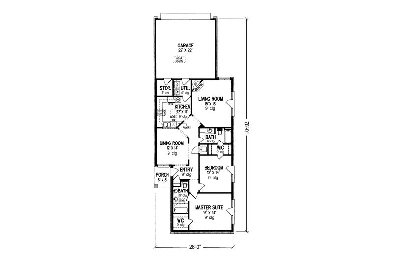 Home Plan - Floor Plan - Main Floor for Traditional House Plan #45-546 - 2 bed, 2 bath