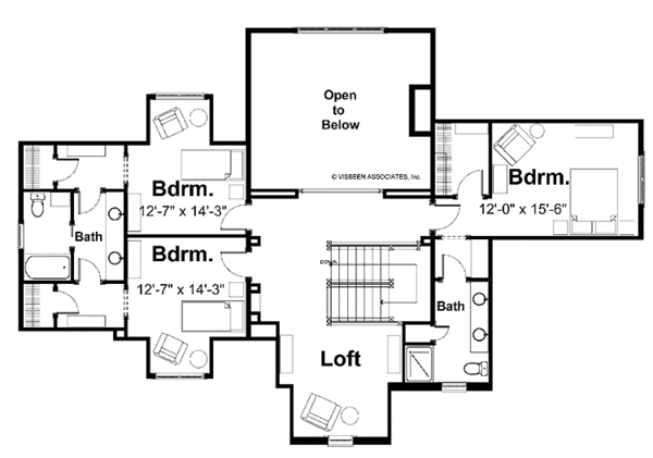 European Floor Plan - Upper Floor Plan #928-16