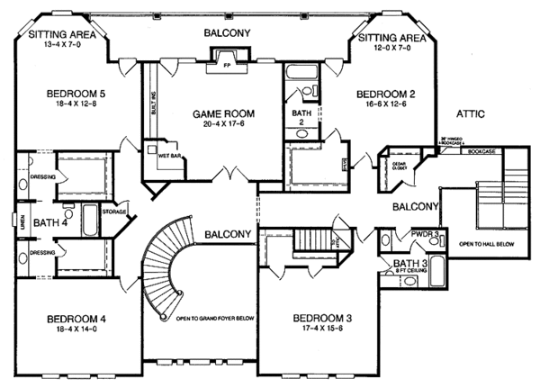 House Design - Classical Floor Plan - Upper Floor Plan #952-76