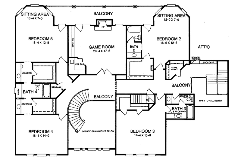 Dream House Plan - Floor Plan - Upper Floor for Classical House Plan #952-76 - 5 bed, 4 bath