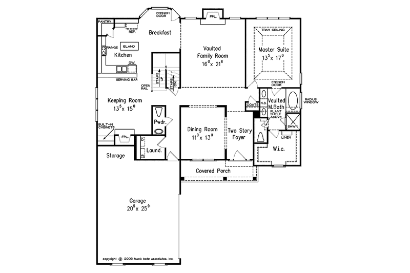 House Blueprint - Floor Plan - Main Floor for Colonial House Plan #927-900 - 3 bed, 2.5 bath