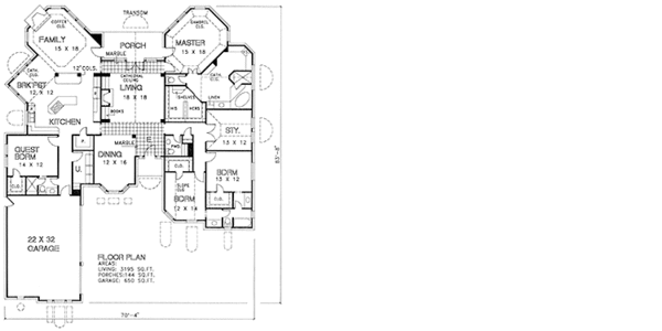 Architectural House Design - Country Floor Plan - Main Floor Plan #974-20