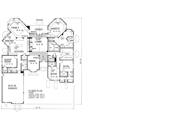 Architectural House Design - Floor Plan - Main Floor for Country House Plan #974-20 - 4 bed, 3.5 bath
