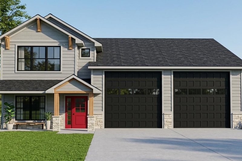 House Blueprint - Exterior - Front Elevation 2 for Craftsman House Plan #1064-409 - 2 bed, 1.5 bath