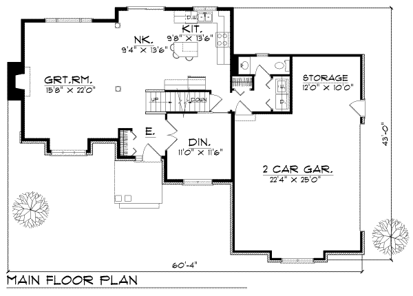 Architectural House Design - Traditional Floor Plan - Main Floor Plan #70-187