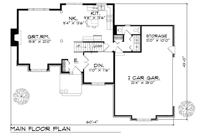 House Plan Design - Floor Plan - Main Floor for Traditional House Plan #70-187 - 3 bed, 2.5 bath