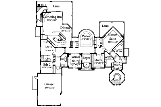 Floor Plan - Main Floor for Mediterranean House Plan #115-109 - 3 bed, 3.5 bath