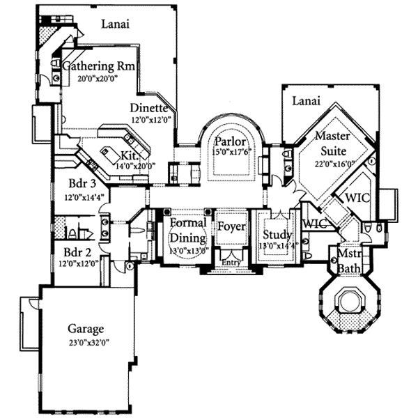 Mediterranean Floor Plan - Main Floor Plan #115-109