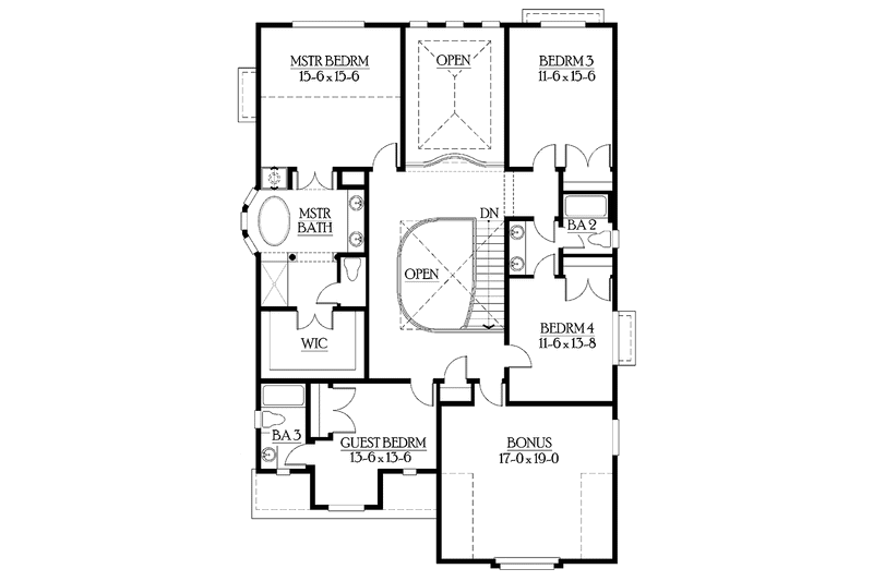 Dream House Plan - Floor Plan - Upper Floor for Craftsman House Plan #132-253 - 4 bed, 3.5 bath