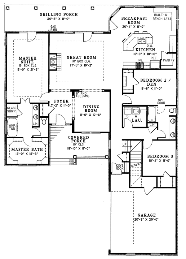 House Plan Design - Country Floor Plan - Main Floor Plan #17-3086