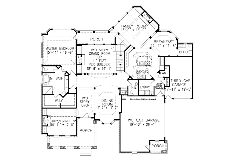 Home Plan - Floor Plan - Main Floor for Traditional House Plan #54-330 - 4 bed, 4.5 bath