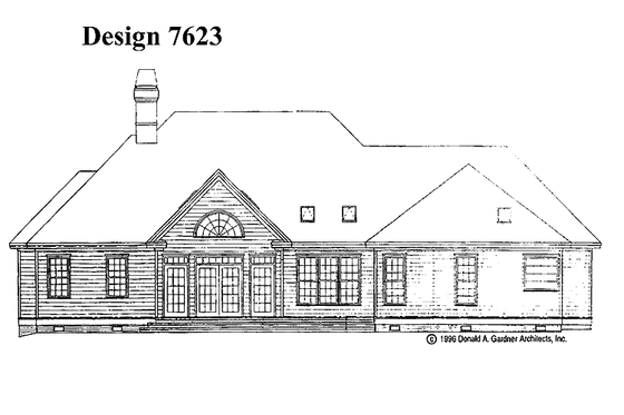 Exterior - Rear Elevation for Ranch House Plan #929-264 - 4 bed, 2.5 bath
