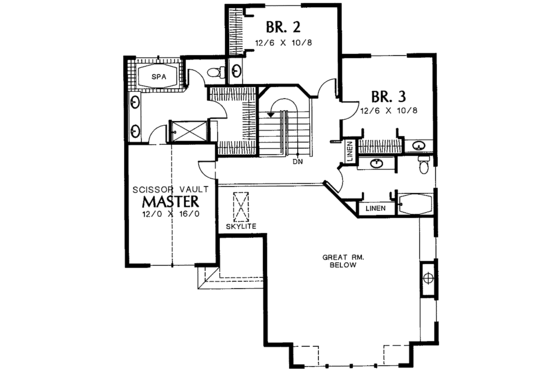Floor Plan - Upper Floor for Contemporary House Plan #48-731 - 3 bed, 2.5 bath