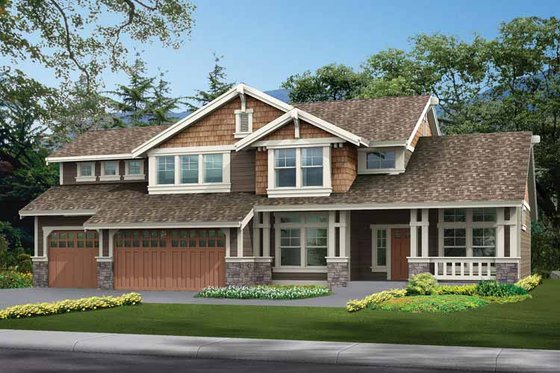 Exterior - Front Elevation 3 for Craftsman House Plan #132-300 - 3 bed, 2.5 bath