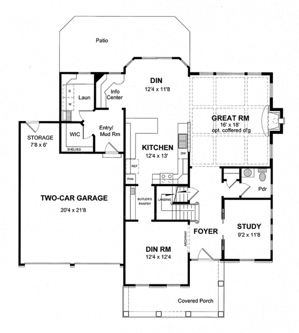 Home Plan - Colonial Floor Plan - Main Floor Plan #316-279