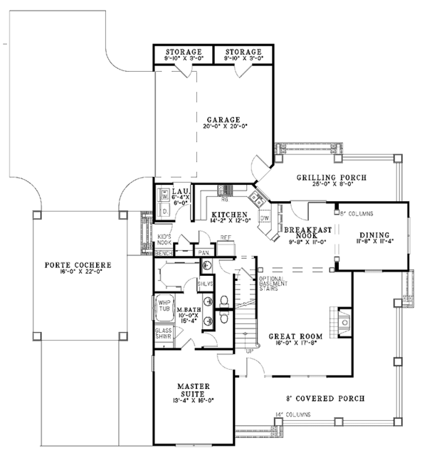 House Plan Design - Classical Floor Plan - Main Floor Plan #17-2855