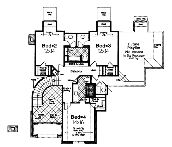 Dream House Plan - Traditional Floor Plan - Upper Floor Plan #310-1098