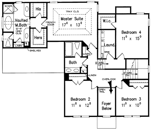 Home Plan - Classical Floor Plan - Upper Floor Plan #927-614