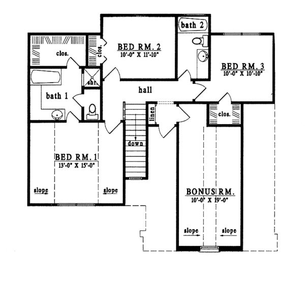 Architectural House Design - Country Floor Plan - Upper Floor Plan #42-453
