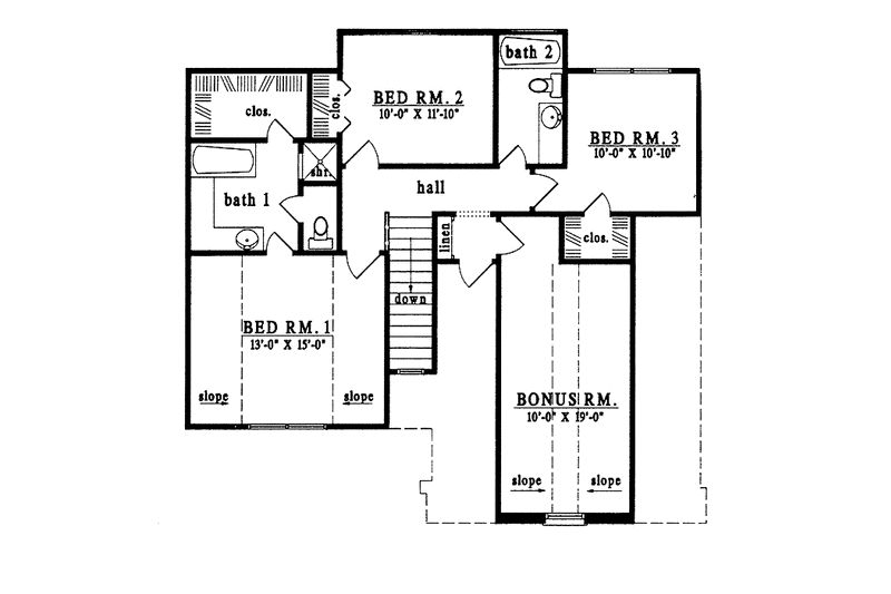 Home Plan - Floor Plan - Upper Floor for Country House Plan #42-453 - 3 bed, 2.5 bath