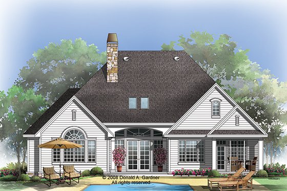 Exterior - Rear Elevation for Traditional House Plan #929-925 - 3 bed, 2 bath