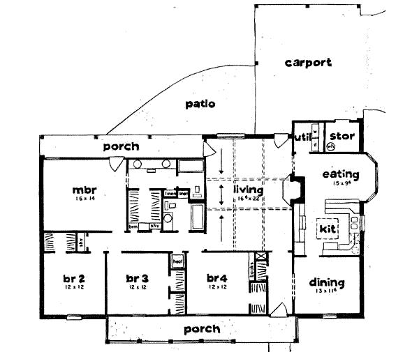 House Blueprint - Traditional Floor Plan - Main Floor Plan #36-417