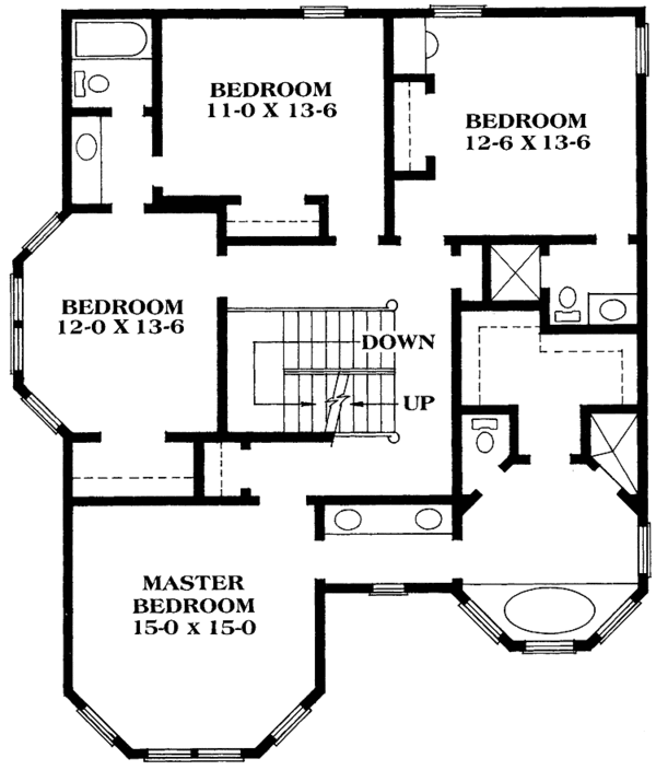 Architectural House Design - Victorian Floor Plan - Upper Floor Plan #1014-39