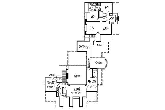 Floor Plan - Upper Floor for Traditional House Plan #329-327 - 6 bed, 5.5 bath