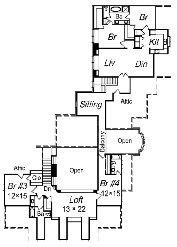 Traditional Floor Plan - Upper Floor Plan #329-327